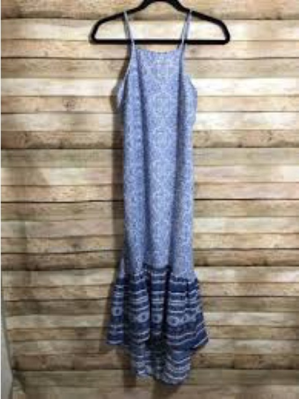 Knox Rose Blue Printed Maxi Skirt with Border Hem